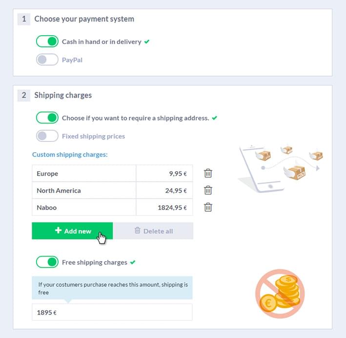 Upplication dashboard shipping charges feature by Javier lorenzo Fdez (@jalofernandez)
